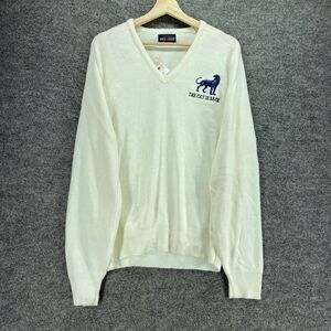 New Pine State Sweater Pullover Men XL White Knit V-Neck Long Sleeve Acrylic